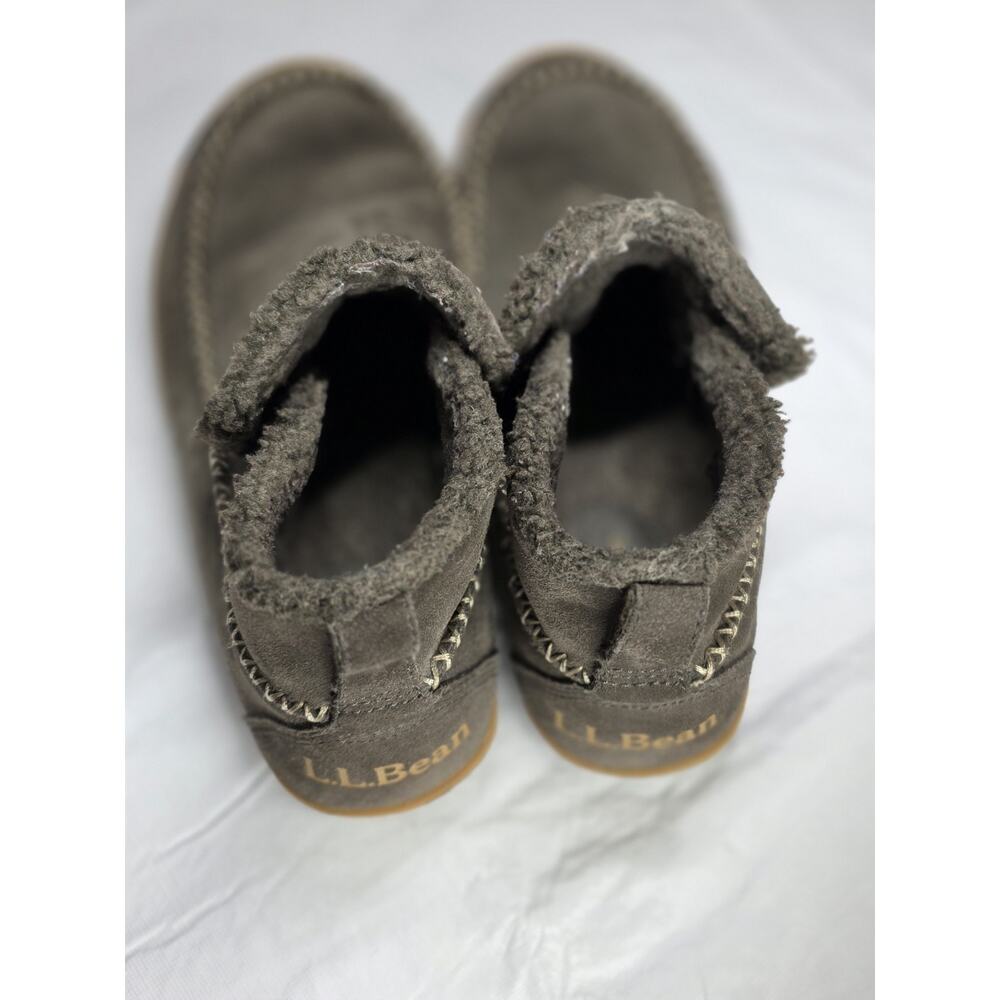 L.L. Bean Men’s Shearling Lined Suede Boot Moc Slippers Gray Brown 10 Med - Picture 6 of 9